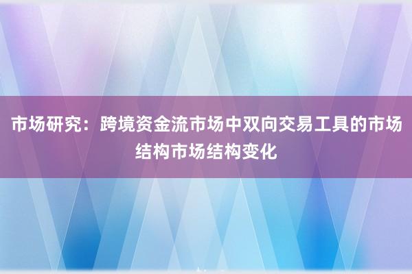 市场研究：跨境资金流市场中双向交易工具的市场结构市场结构变化