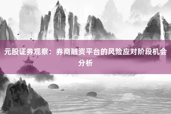 元股证券观察：券商融资平台的风险应对阶段机会分析