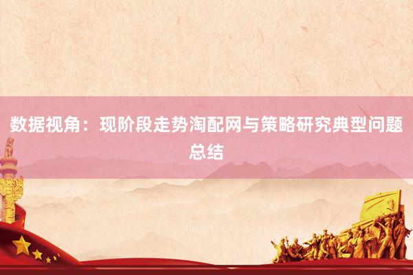 数据视角：现阶段走势淘配网与策略研究典型问题总结