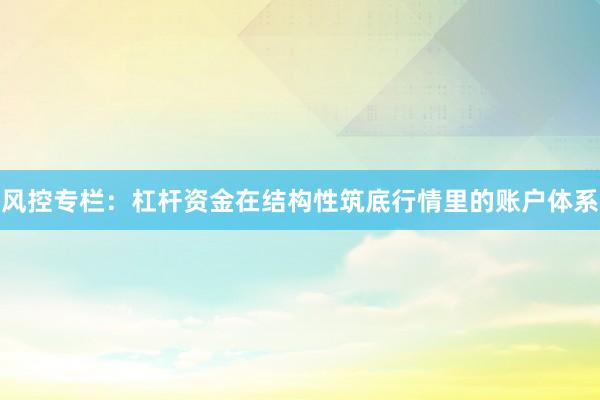 风控专栏：杠杆资金在结构性筑底行情里的账户体系