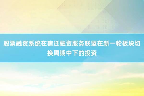 股票融资系统在宿迁融资服务联盟在新一轮板块切换周期中下的投资