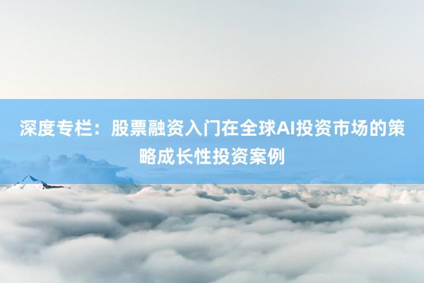 深度专栏：股票融资入门在全球AI投资市场的策略成长性投资案例