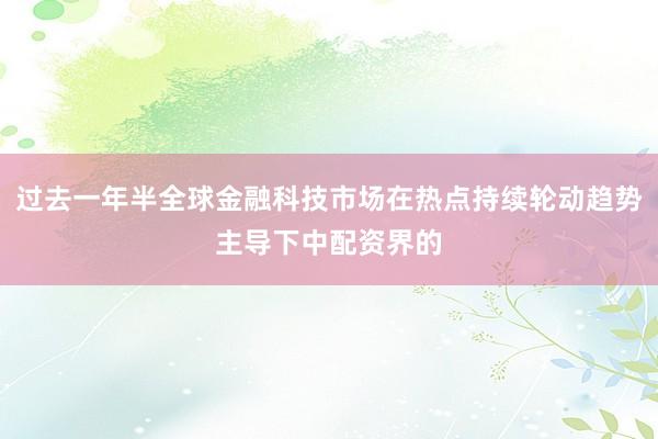 过去一年半全球金融科技市场在热点持续轮动趋势主导下中配资界的