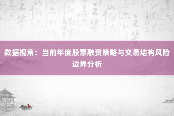 数据视角：当前年度股票融资策略与交易结构风险边界分析