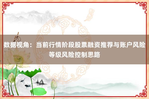 数据视角:当前行情阶段股票融资推荐与账户风险等级风险控制思路