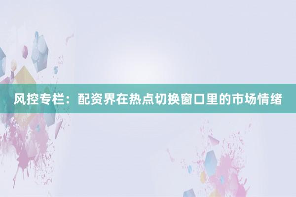 风控专栏：配资界在热点切换窗口里的市场情绪