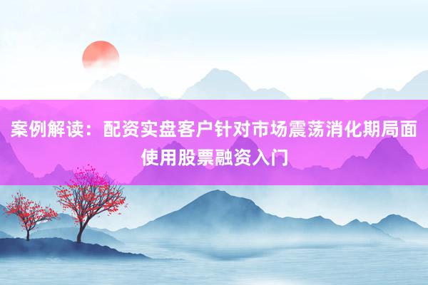 案例解读：配资实盘客户针对市场震荡消化期局面使用股票融资入门