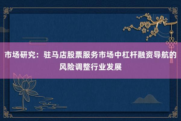 市场研究:驻马店股票服务市场中杠杆融资导航的风险调整行业发展