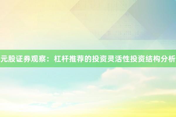 元股证券观察：杠杆推荐的投资灵活性投资结构分析