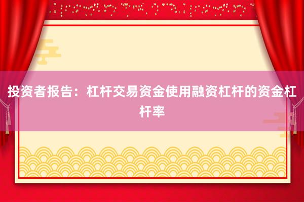 投资者报告：杠杆交易资金使用融资杠杆的资金杠杆率