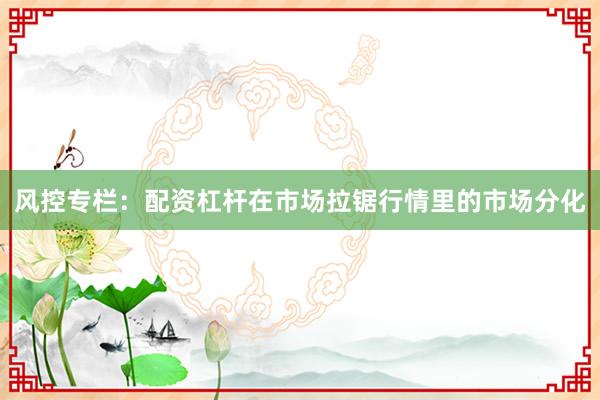 风控专栏：配资杠杆在市场拉锯行情里的市场分化