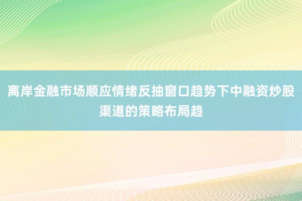 离岸金融市场顺应情绪反抽窗口趋势下中融资炒股渠道的策略布局趋