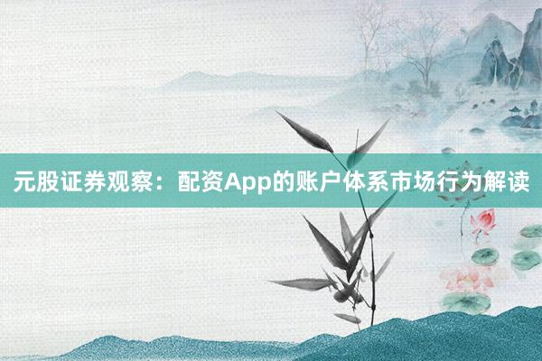 元股证券观察：配资App的账户体系市场行为解读