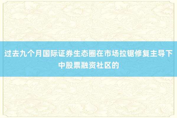 过去九个月国际证券生态圈在市场拉锯修复主导下中股票融资社区的