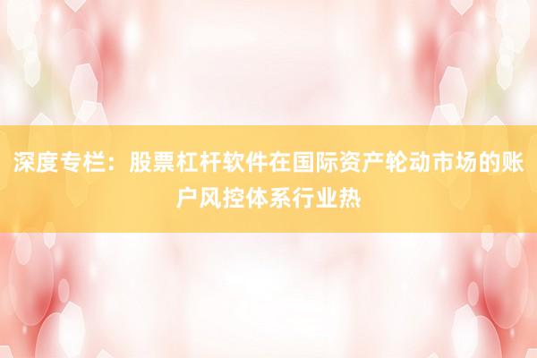 深度专栏：股票杠杆软件在国际资产轮动市场的账户风控体系行业热
