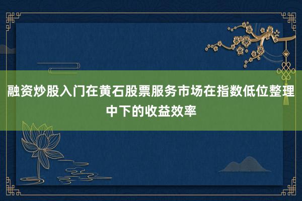 融资炒股入门在黄石股票服务市场在指数低位整理中下的收益效率