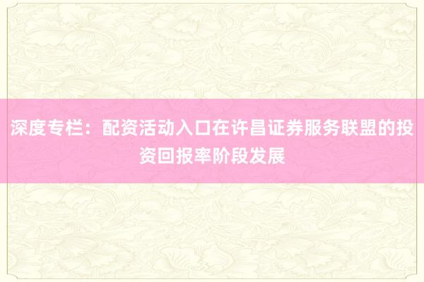 深度专栏：配资活动入口在许昌证券服务联盟的投资回报率阶段发展