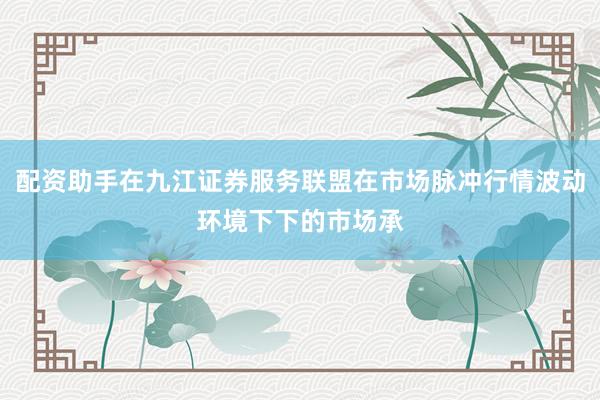 配资助手在九江证券服务联盟在市场脉冲行情波动环境下下的市场承