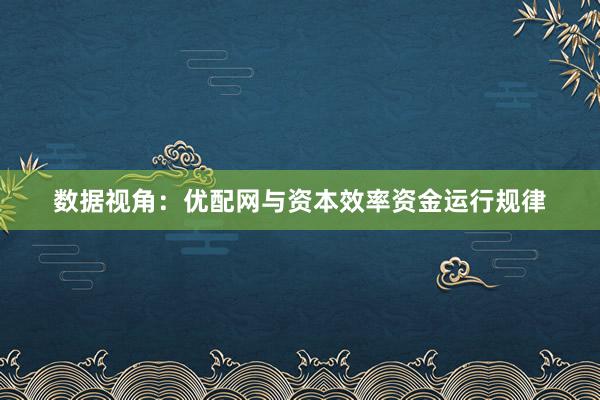 数据视角：优配网与资本效率资金运行规律