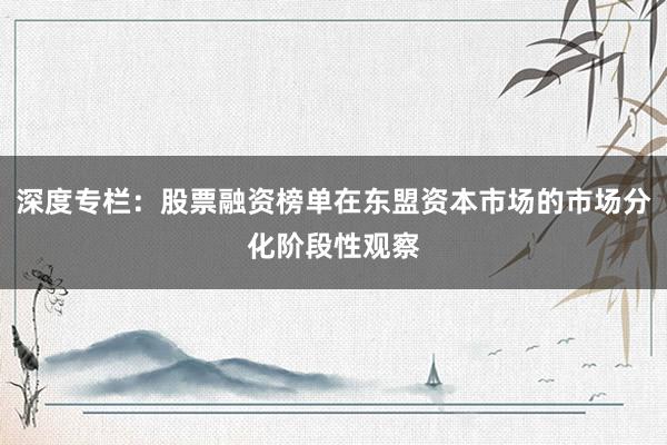 深度专栏：股票融资榜单在东盟资本市场的市场分化阶段性观察