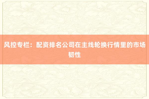 风控专栏：配资排名公司在主线轮换行情里的市场韧性
