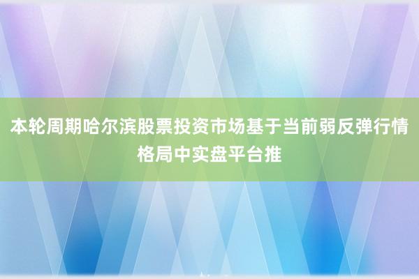 本轮周期哈尔滨股票投资市场基于当前弱反弹行情格局中实盘平台推