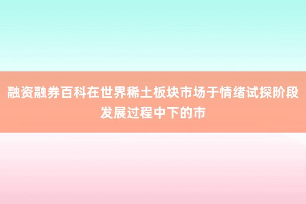 融资融券百科在世界稀土板块市场于情绪试探阶段发展过程中下的市