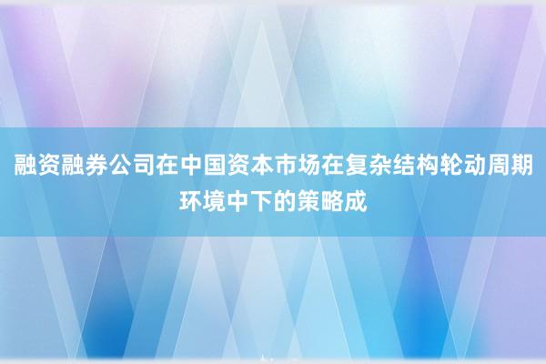 融资融券公司在中国资本市场在复杂结构轮动周期环境中下的策略成