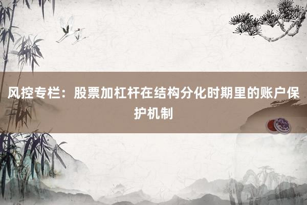 风控专栏：股票加杠杆在结构分化时期里的账户保护机制