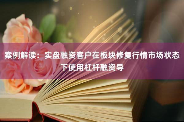 案例解读:实盘融资客户在板块修复行情市场状态下使用杠杆融资导
