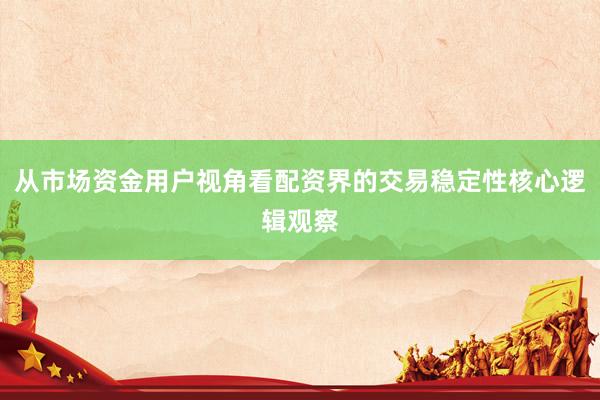 从市场资金用户视角看配资界的交易稳定性核心逻辑观察