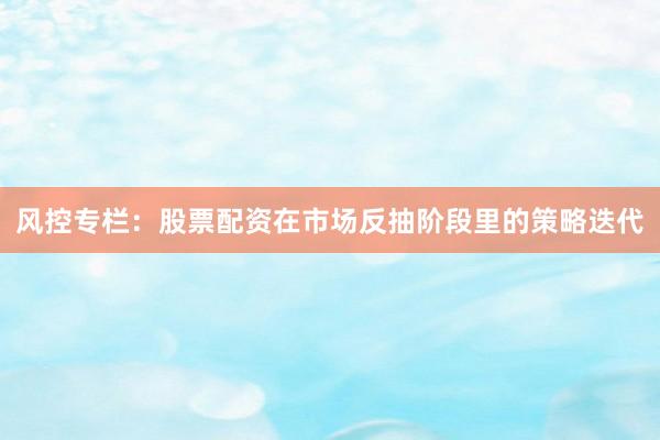 风控专栏：股票配资在市场反抽阶段里的策略迭代