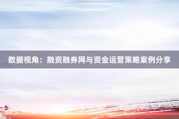 数据视角：融资融券网与资金运营策略案例分享