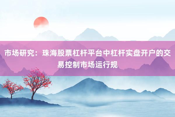 市场研究：珠海股票杠杆平台中杠杆实盘开户的交易控制市场运行规