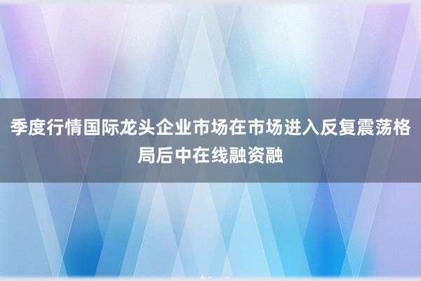 季度行情国际龙头企业市场在市场进入反复震荡格局后中在线融资融