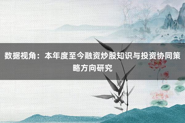 数据视角：本年度至今融资炒股知识与投资协同策略方向研究