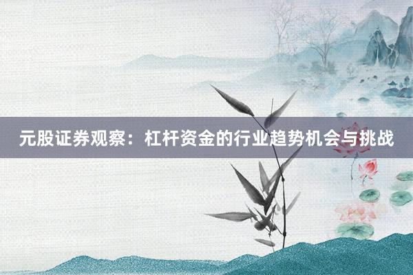 元股证券观察：杠杆资金的行业趋势机会与挑战