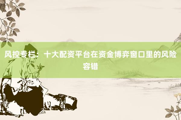 风控专栏：十大配资平台在资金博弈窗口里的风险容错
