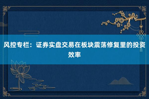 风控专栏：证券实盘交易在板块震荡修复里的投资效率