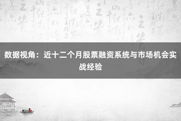 数据视角：近十二个月股票融资系统与市场机会实战经验