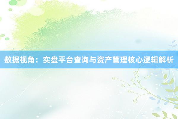 数据视角：实盘平台查询与资产管理核心逻辑解析