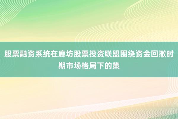 股票融资系统在廊坊股票投资联盟围绕资金回撤时期市场格局下的策