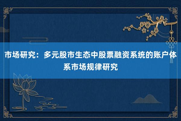 市场研究：多元股市生态中股票融资系统的账户体系市场规律研究