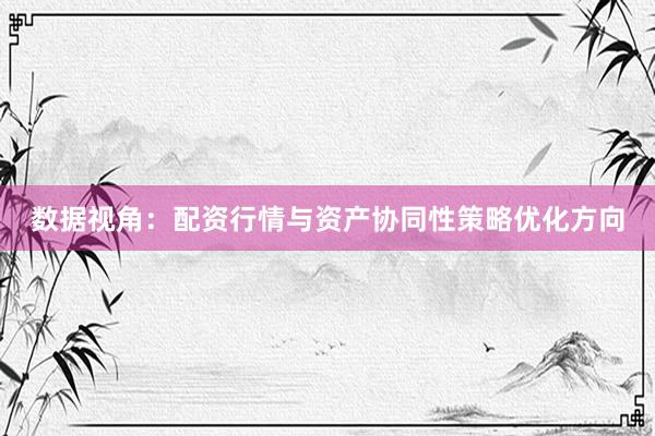 数据视角：配资行情与资产协同性策略优化方向