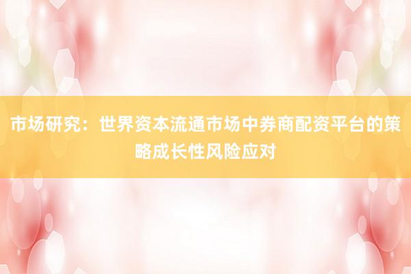 市场研究：世界资本流通市场中券商配资平台的策略成长性风险应对