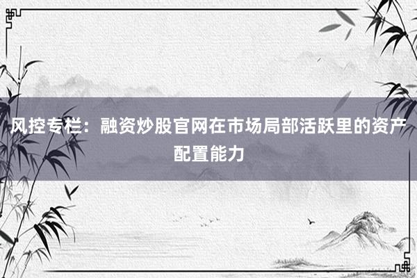 风控专栏：融资炒股官网在市场局部活跃里的资产配置能力