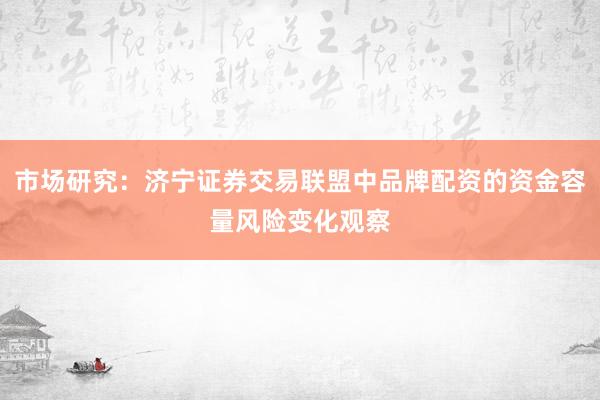 市场研究：济宁证券交易联盟中品牌配资的资金容量风险变化观察