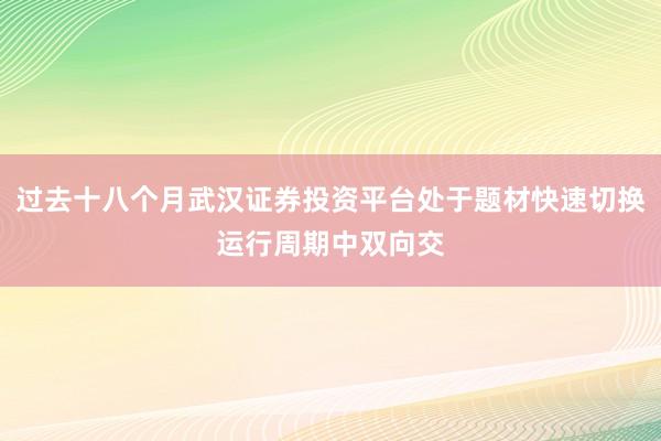 过去十八个月武汉证券投资平台处于题材快速切换运行周期中双向交