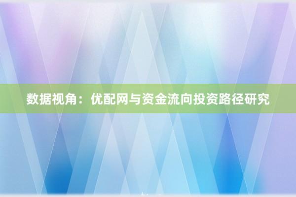 数据视角：优配网与资金流向投资路径研究