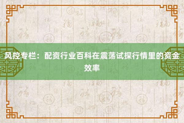 风控专栏：配资行业百科在震荡试探行情里的资金效率